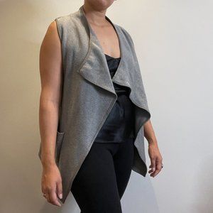 Grey Knit Vest with Faux Leather Belt -S-